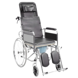 Recliner wheelchair with commode