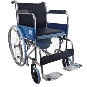 Commode wheelchair (fixed arm and footrests)